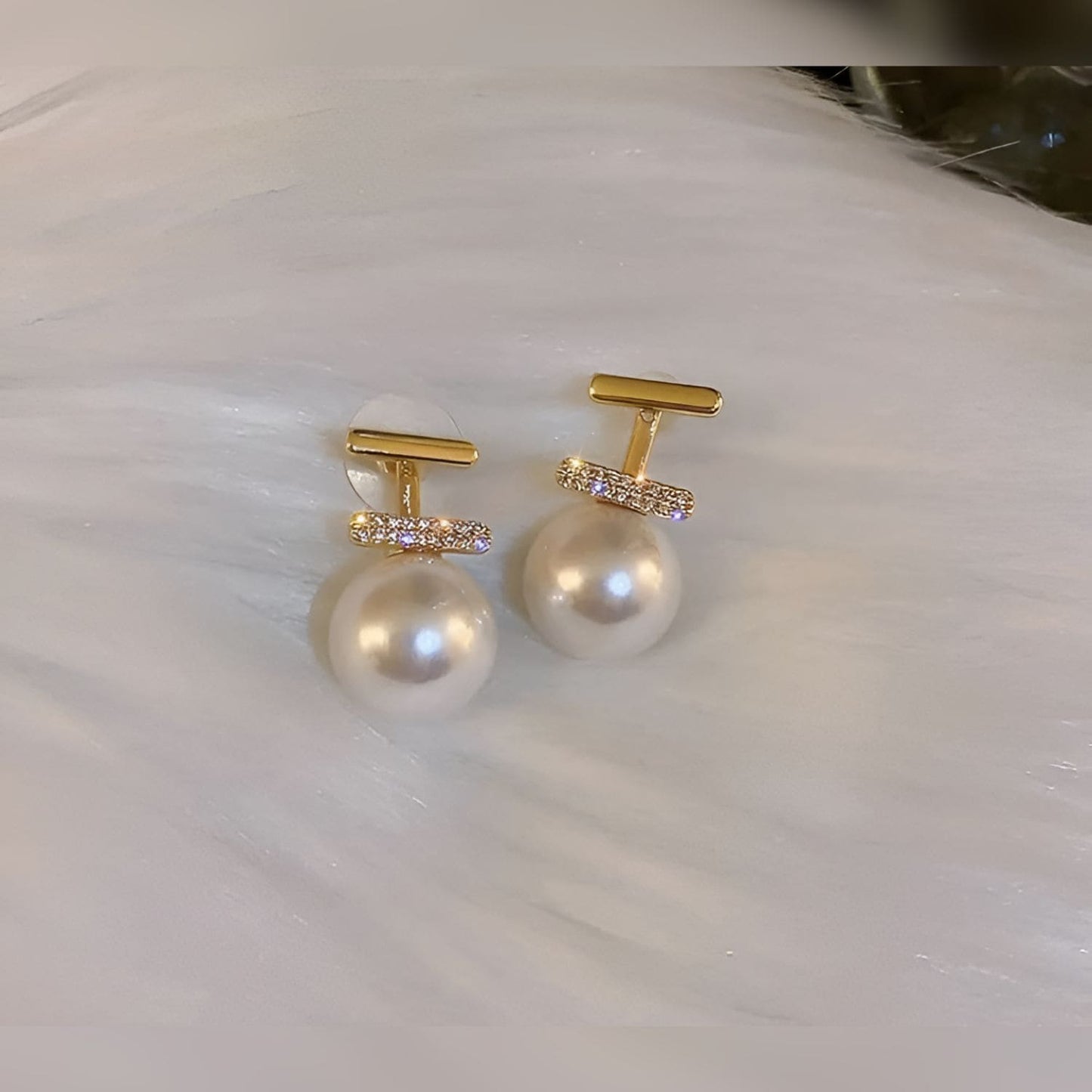 Golden Glow Pearl Drop Earrings