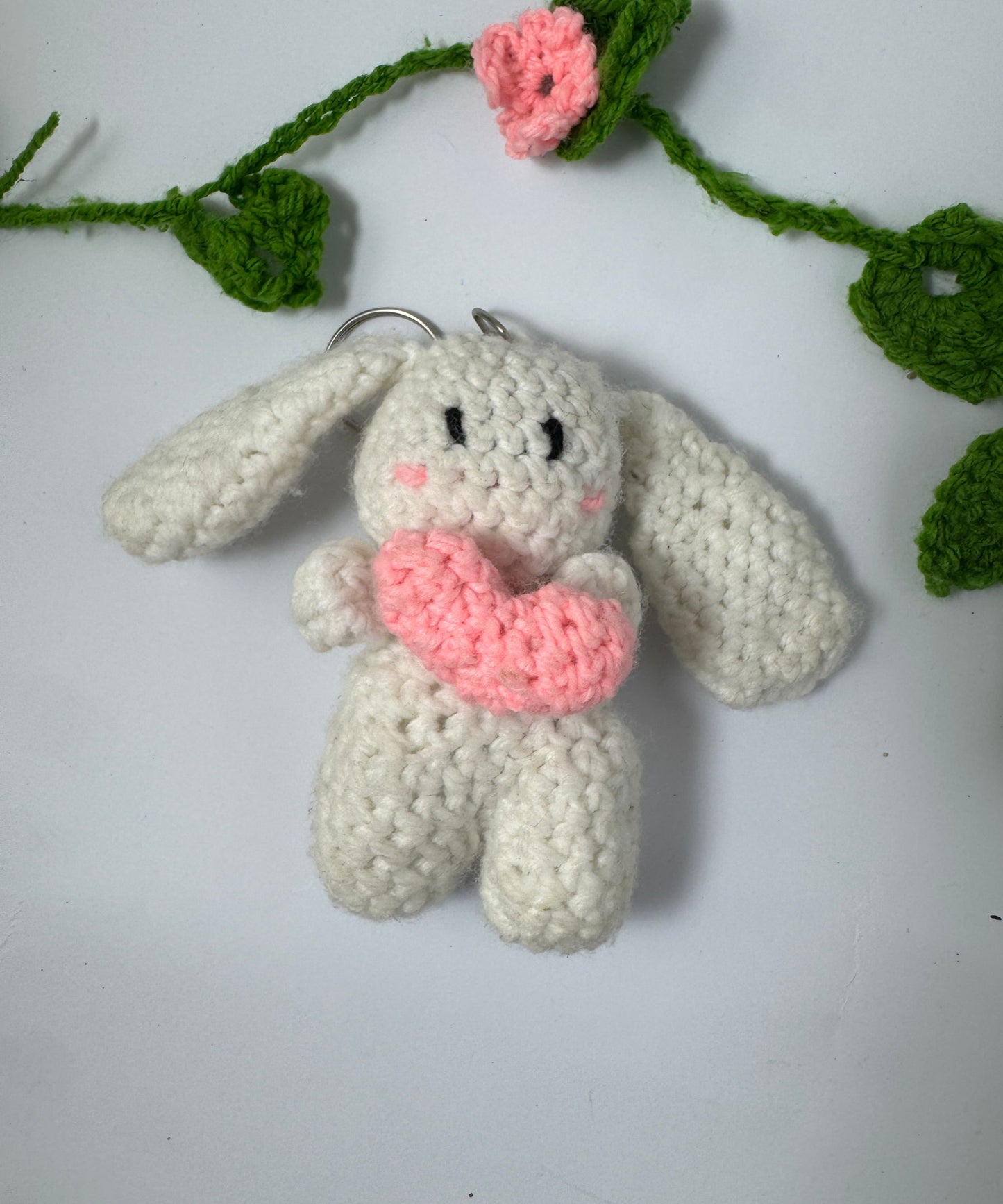 The Heart Bunny Crochet Keychain