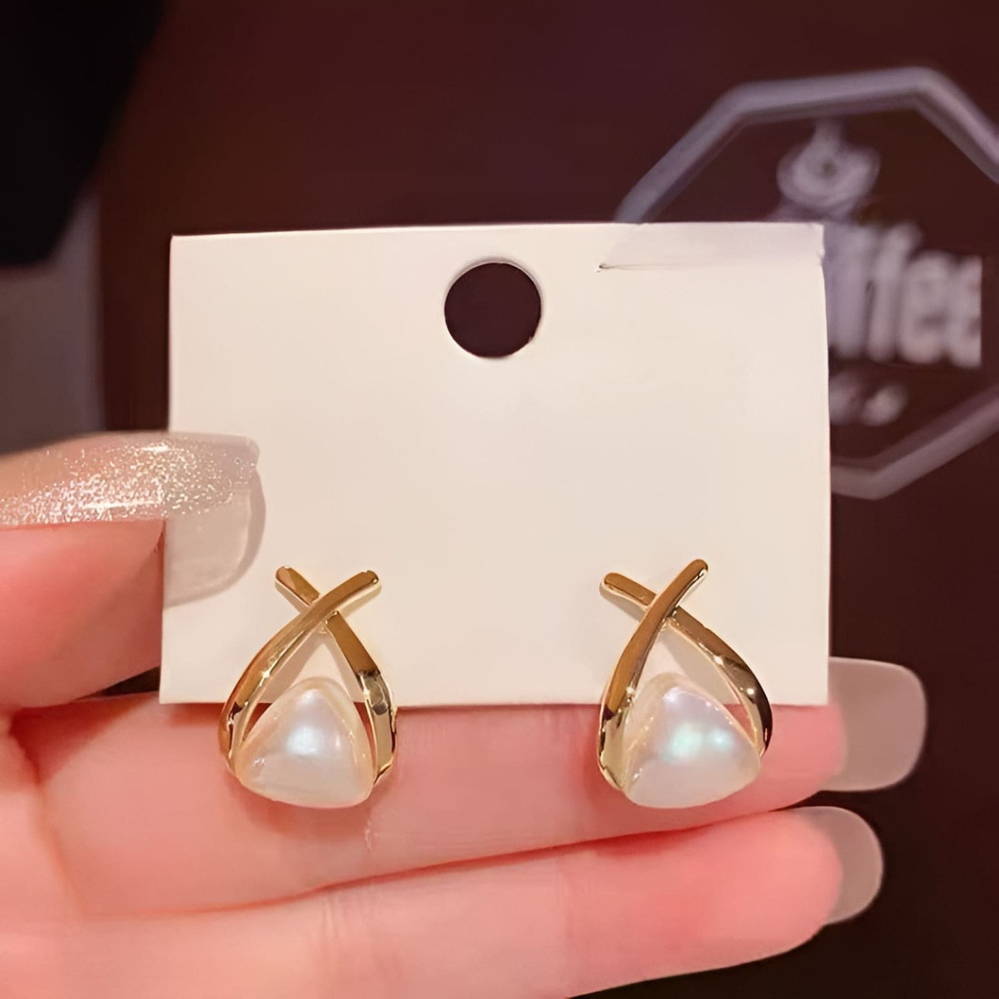 Korean Cross Pearl Earrings – Chic Minimalist Jewelry