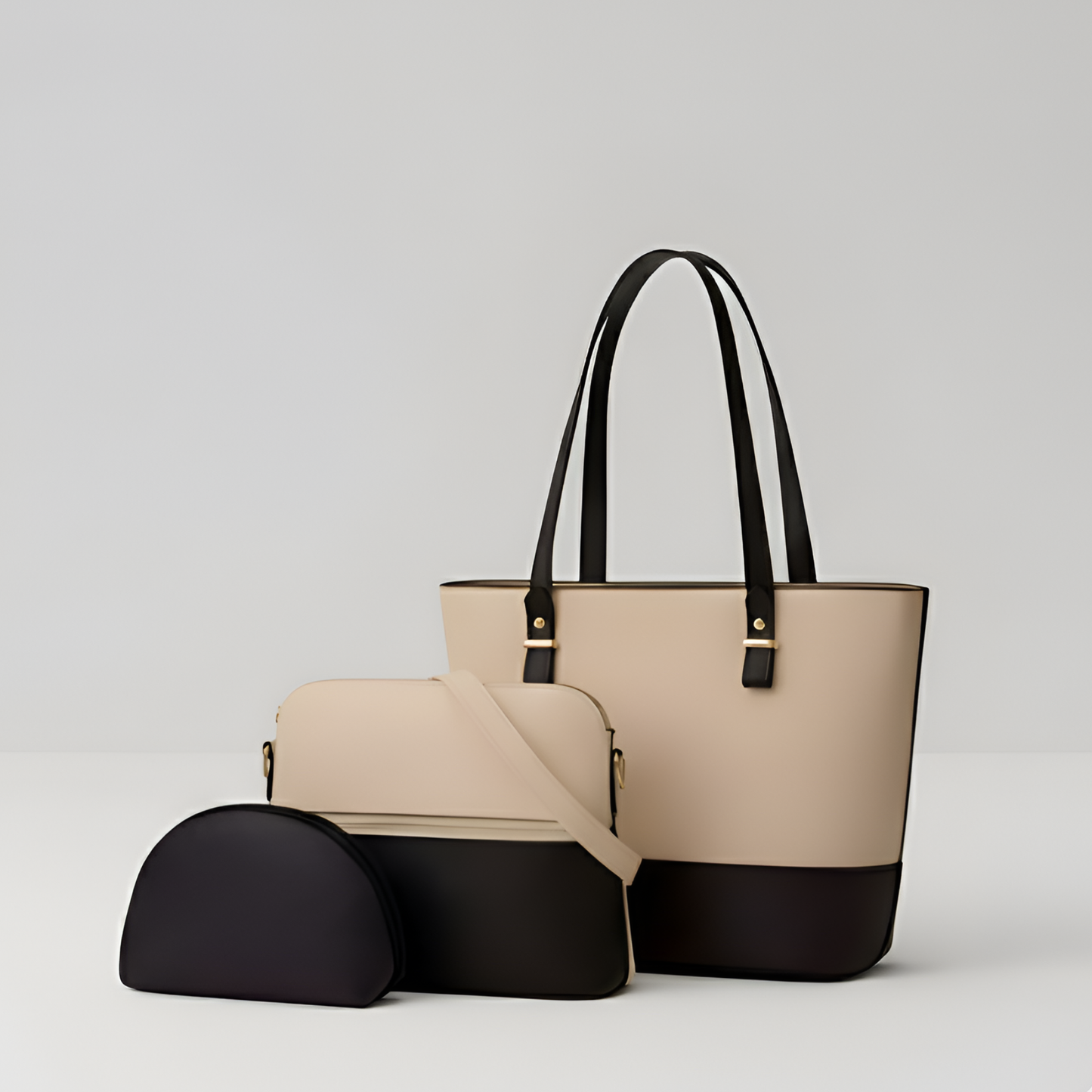 Bella Set of 3 Bags (Onyx & Nude)