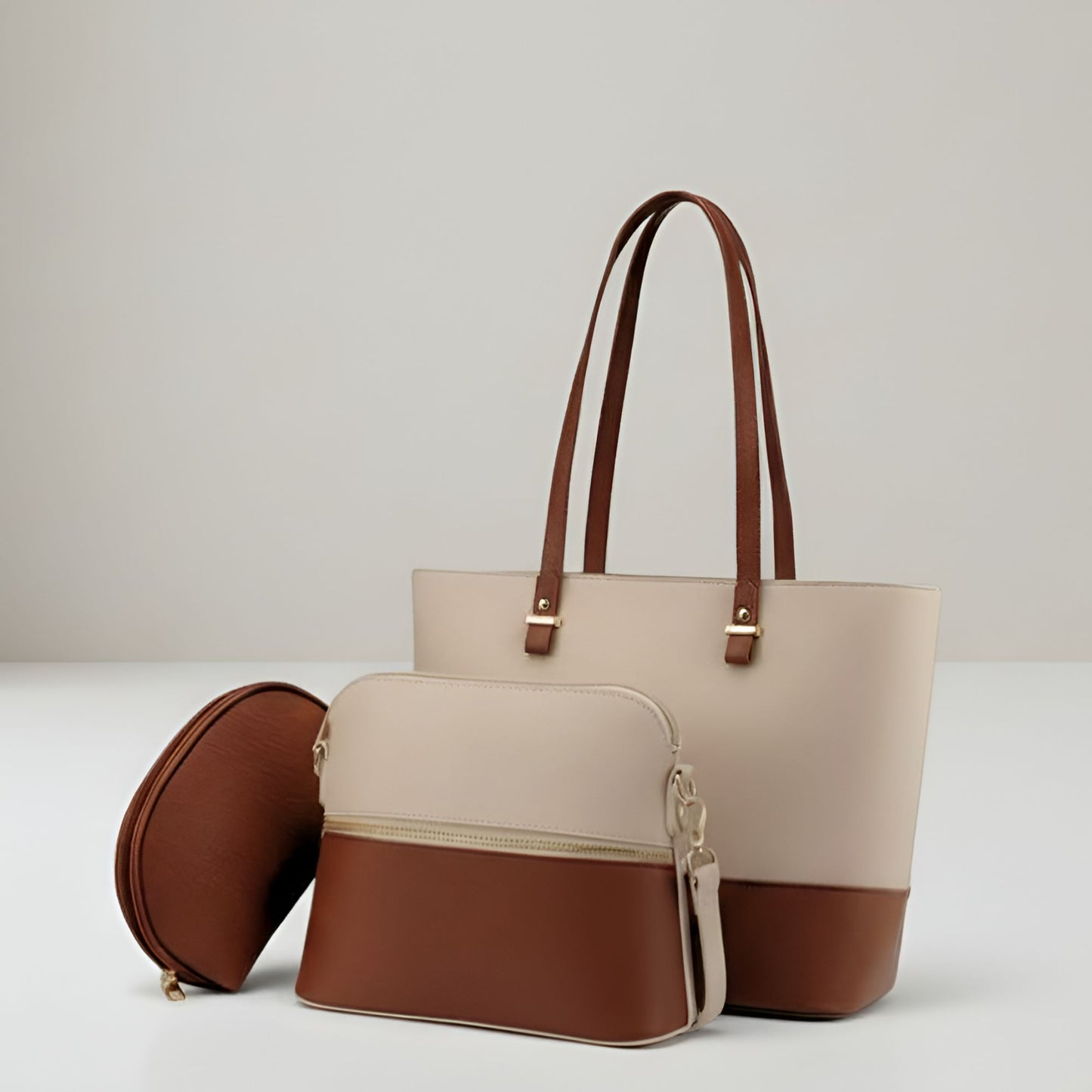Bella Set of 3 Bags (Mocha & Nude)