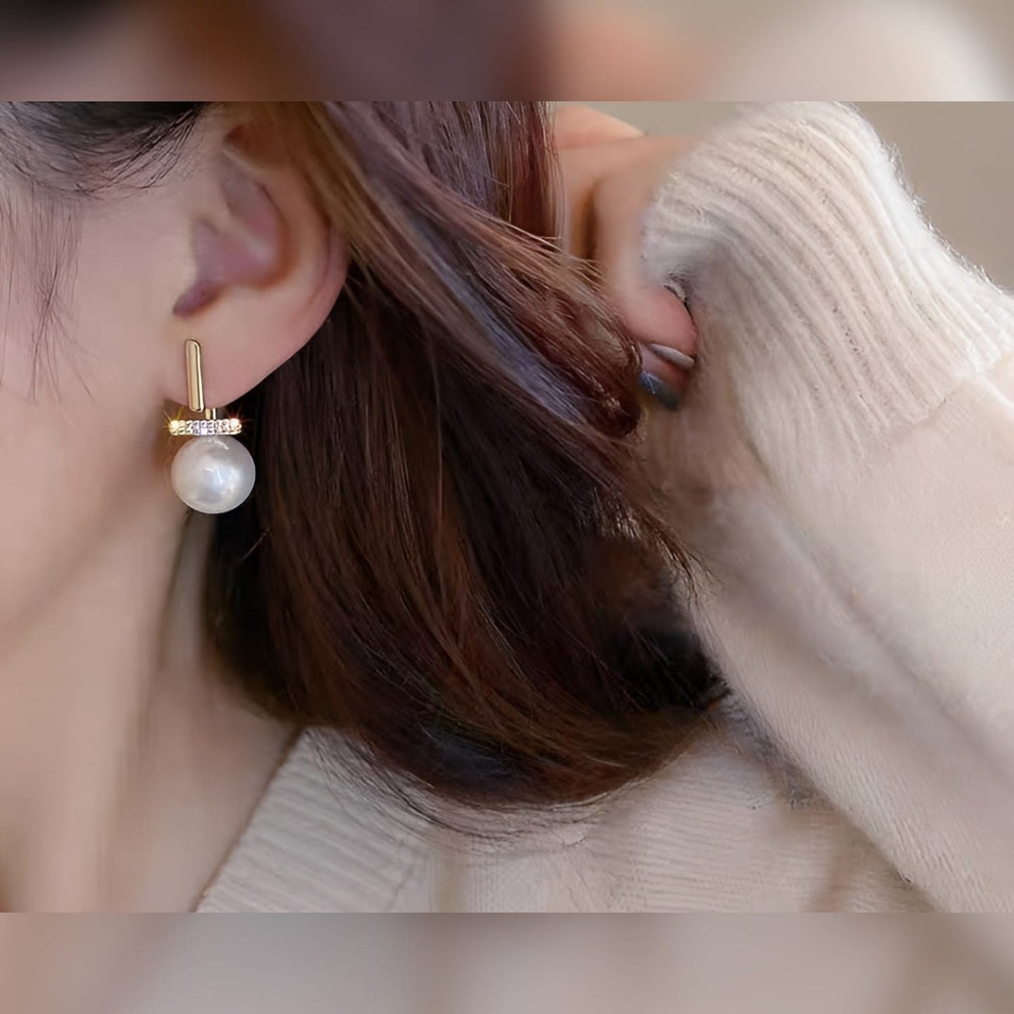 Golden Glow Pearl Drop Earrings