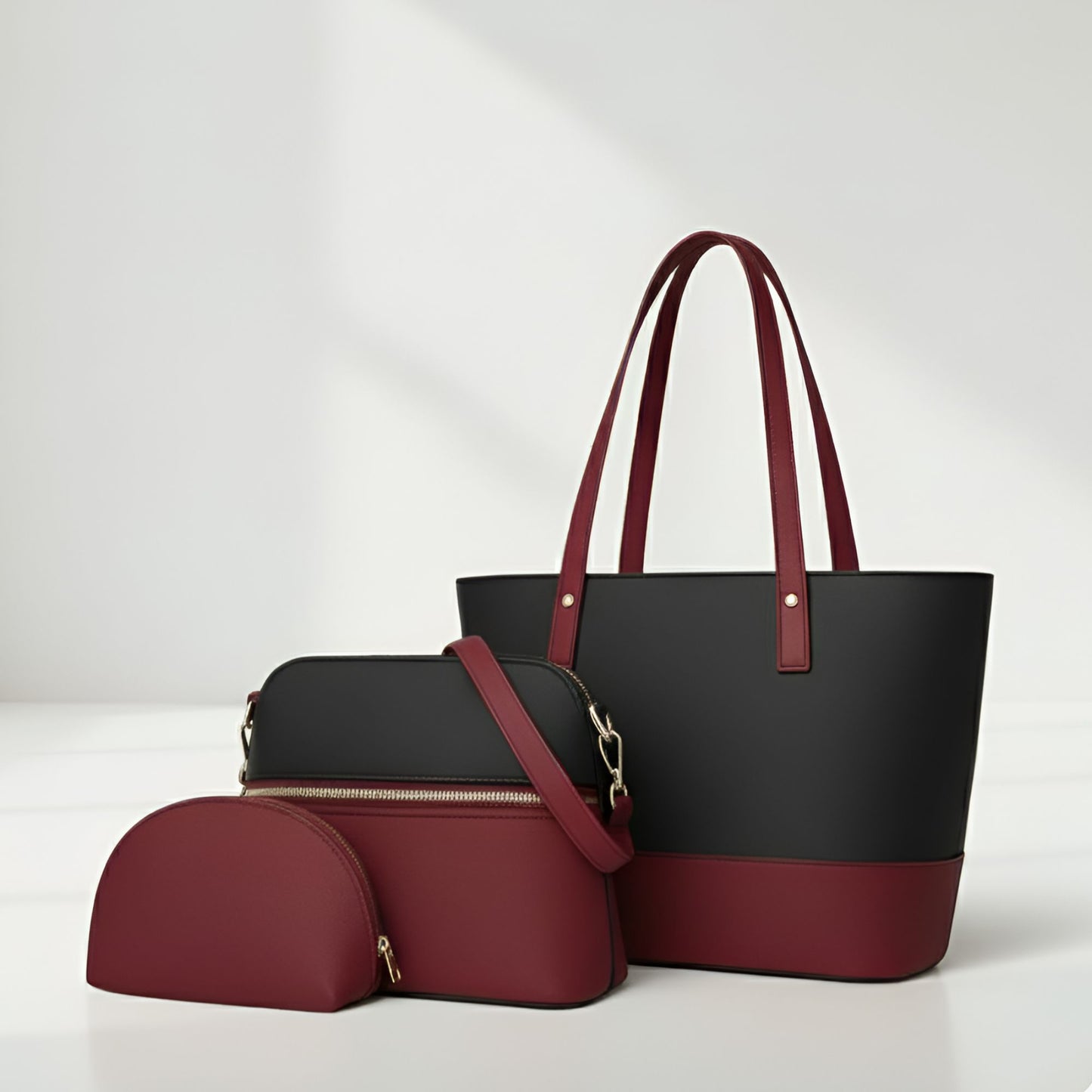 Bella Set of 3 Bags (Black & Wine)