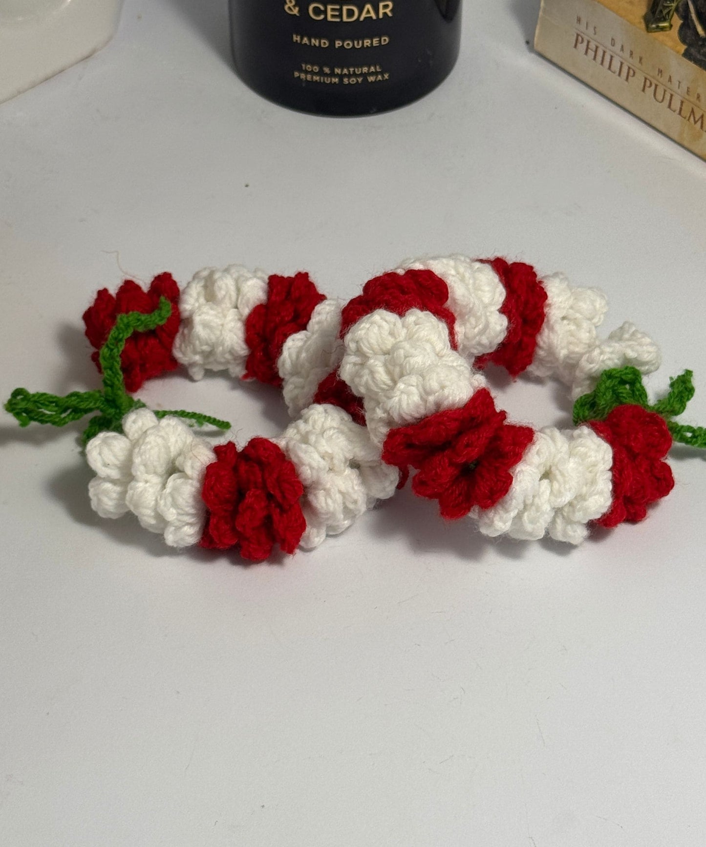 Red And White Gajra Pair