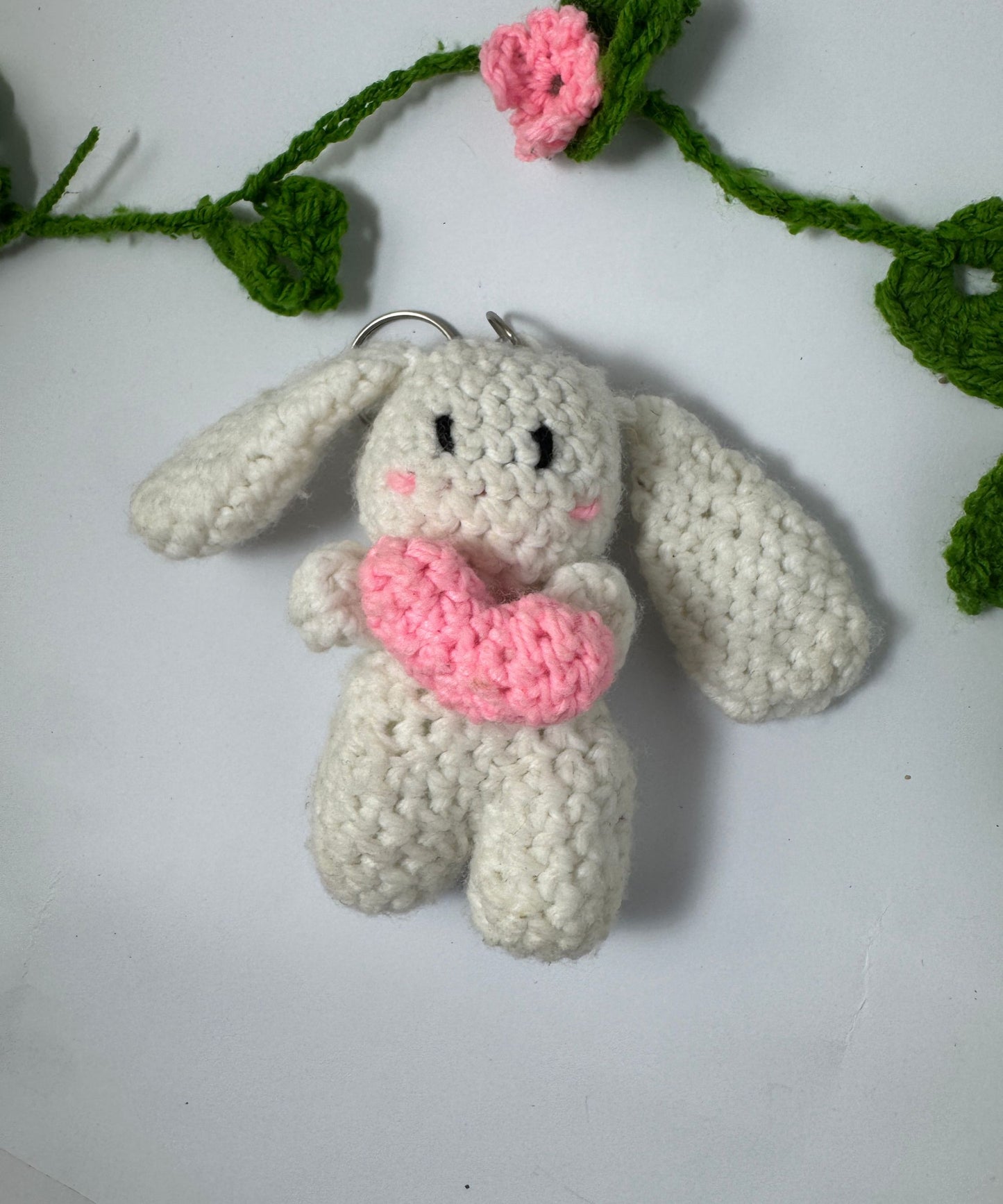 The Heart Bunny Crochet Keychain