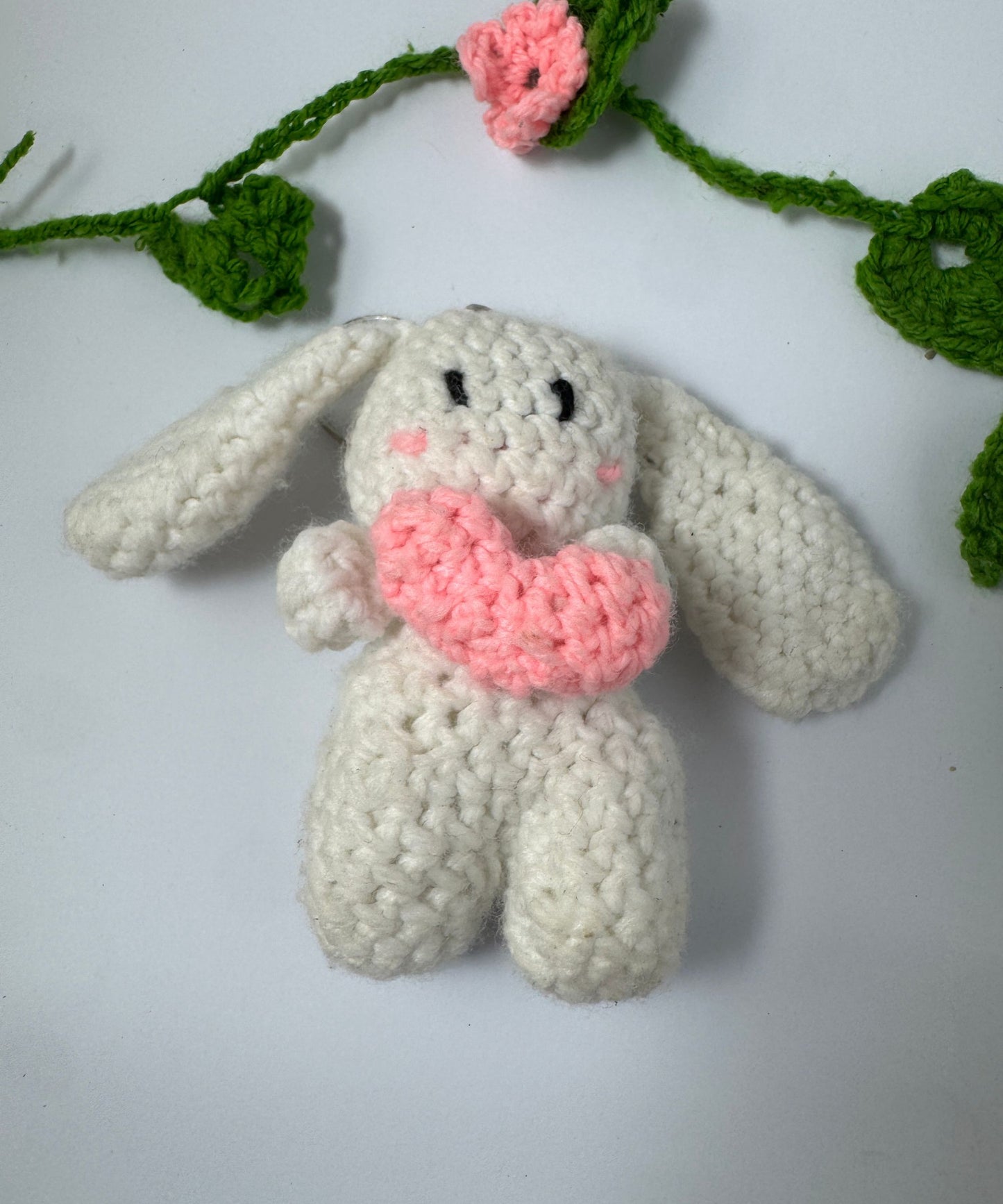 The Heart Bunny Crochet Keychain