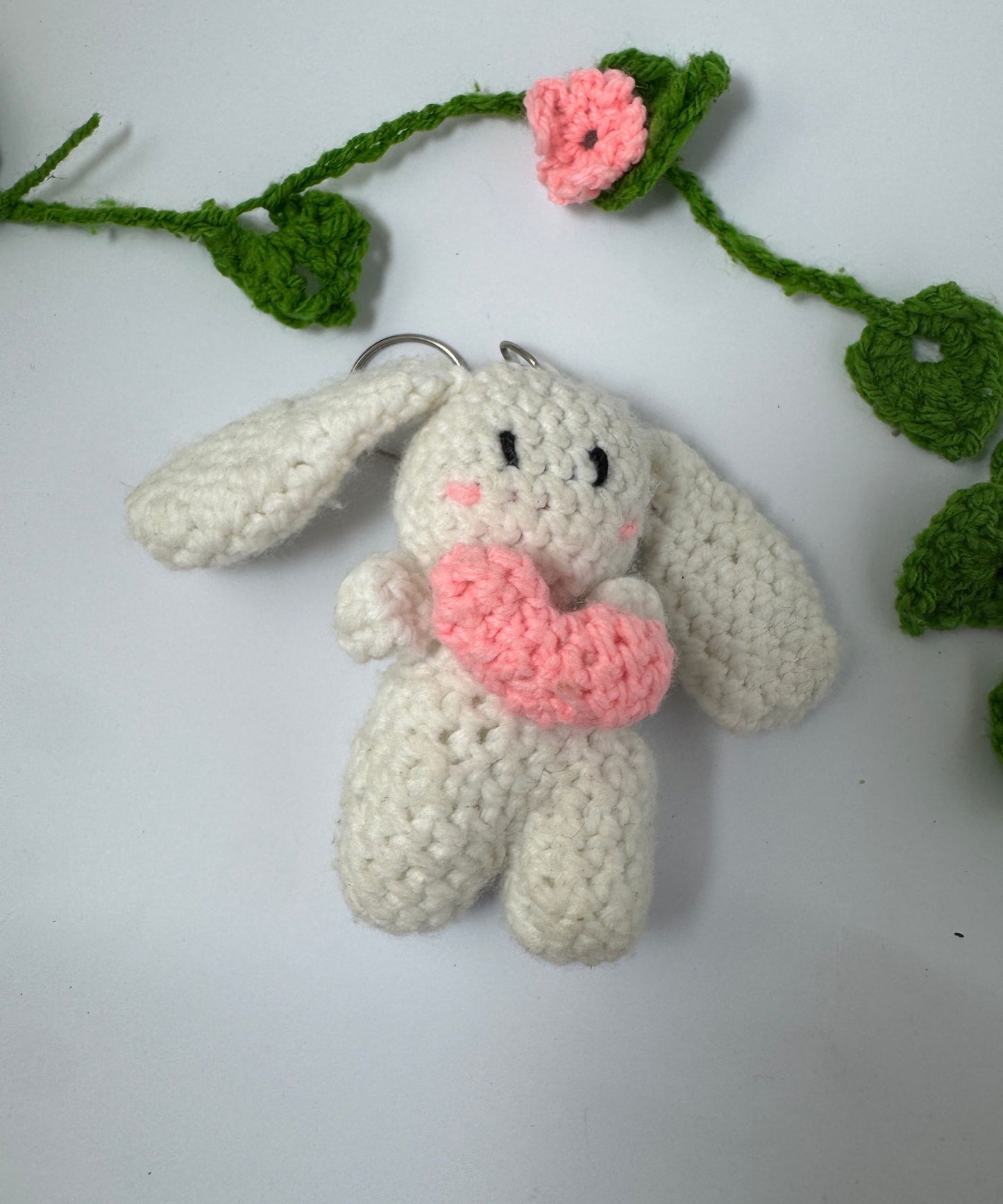 The Heart Bunny Crochet Keychain