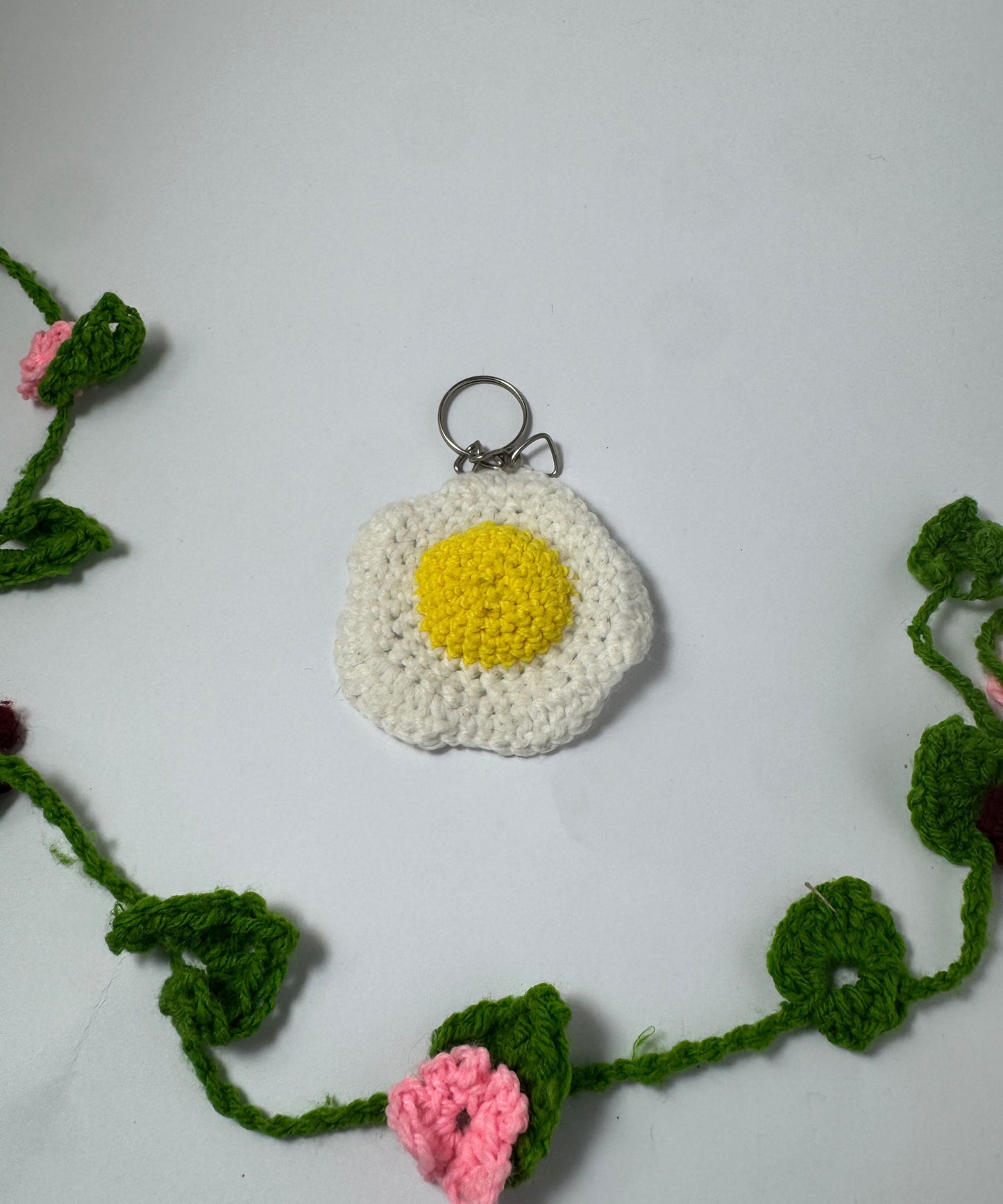 The Sunny-Side Up Egg Crochet Keychain
