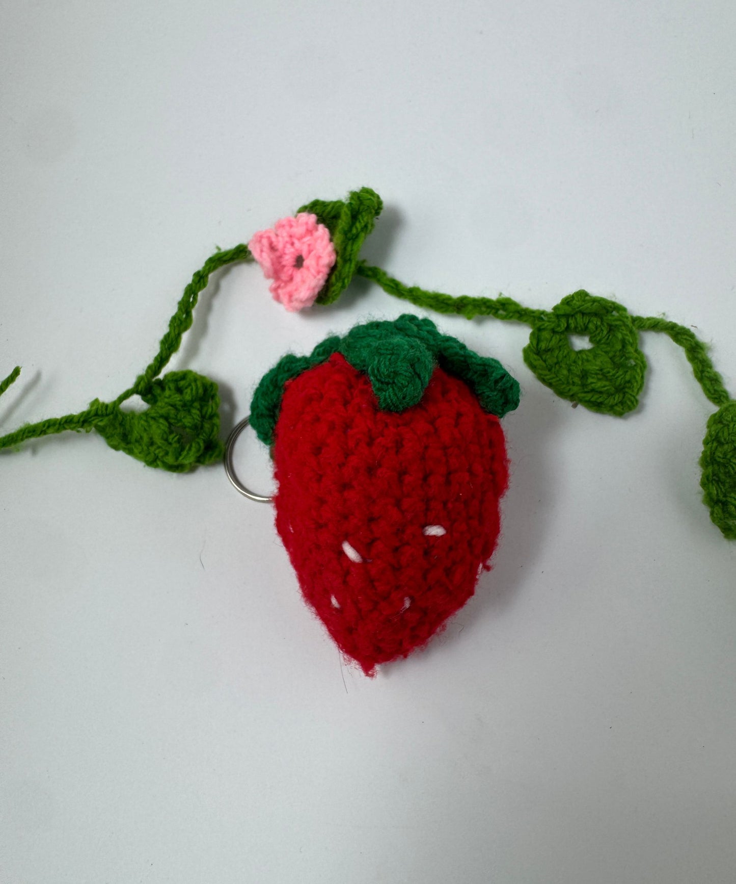 The Sweet Strawberry Crochet Keychain
