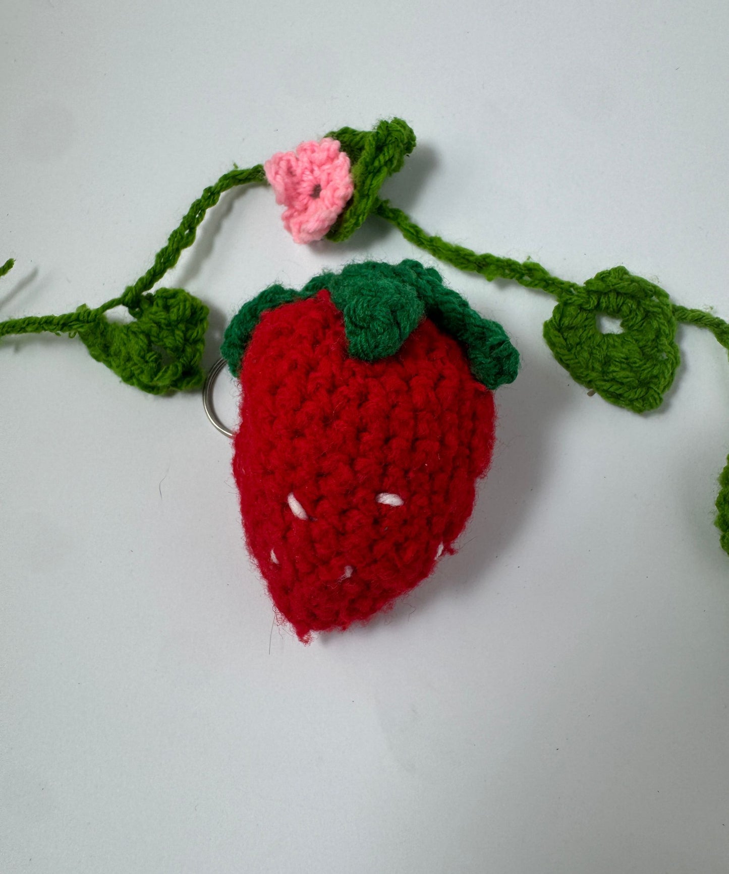The Sweet Strawberry Crochet Keychain