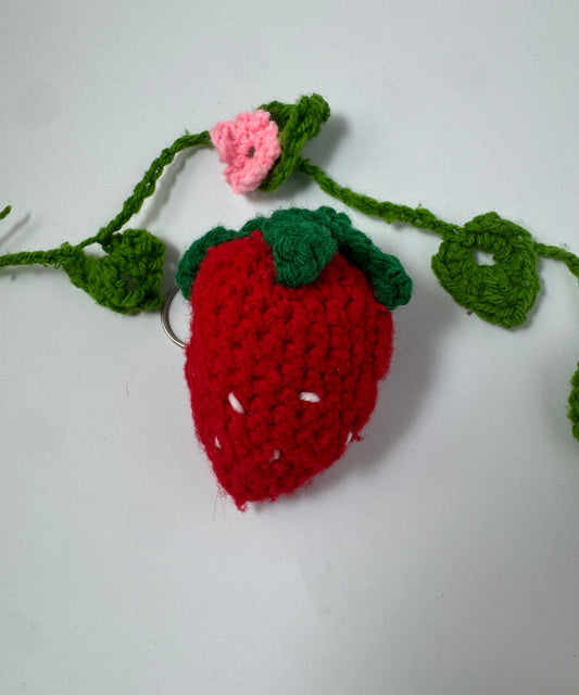 The Sweet Strawberry Crochet Keychain