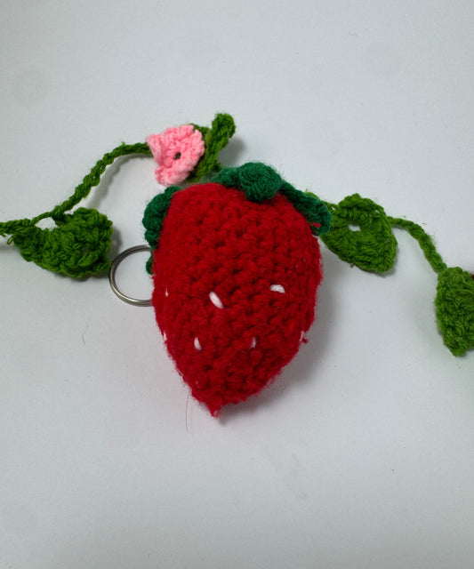 The Sweet Strawberry Crochet Keychain
