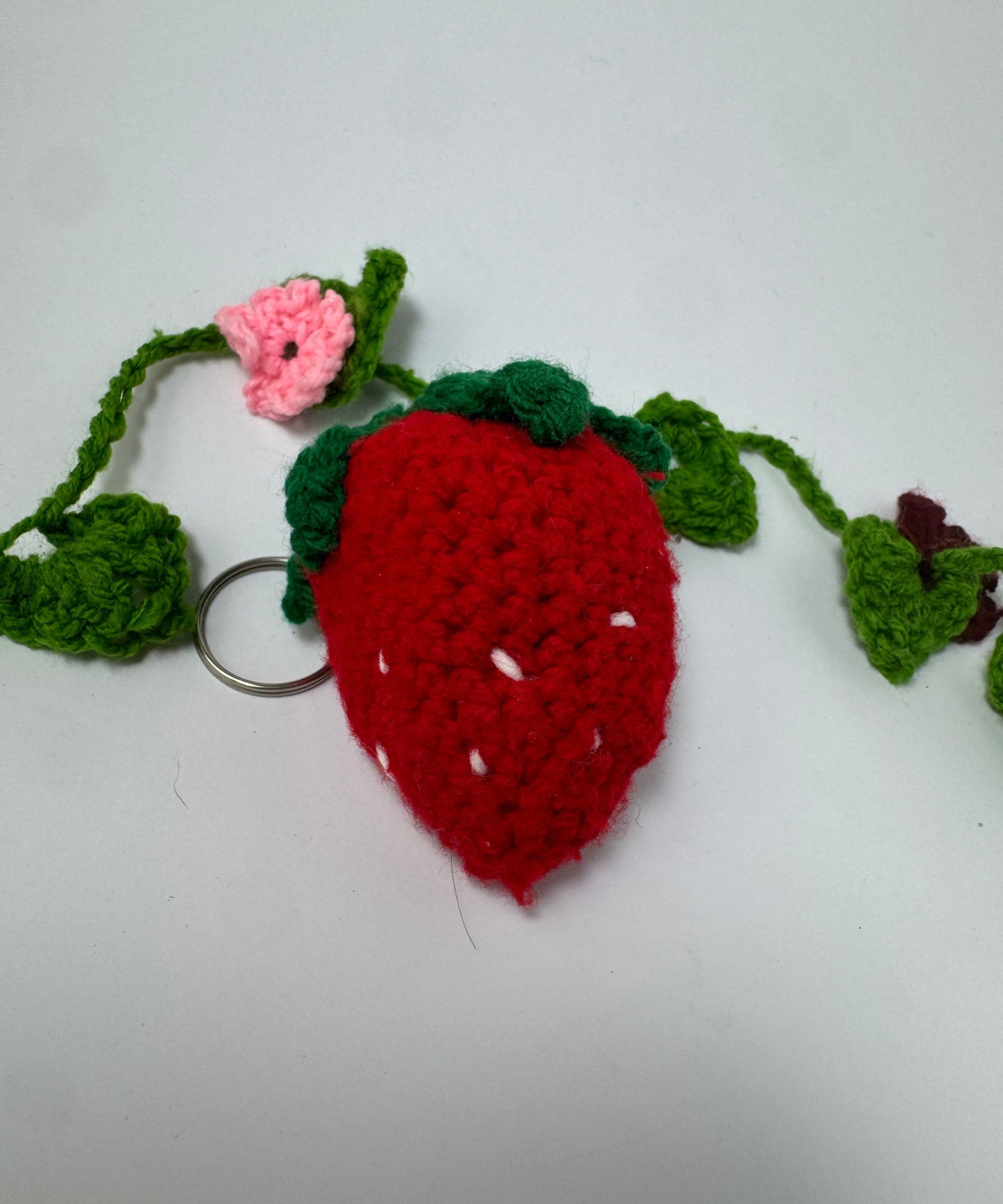 The Sweet Strawberry Crochet Keychain