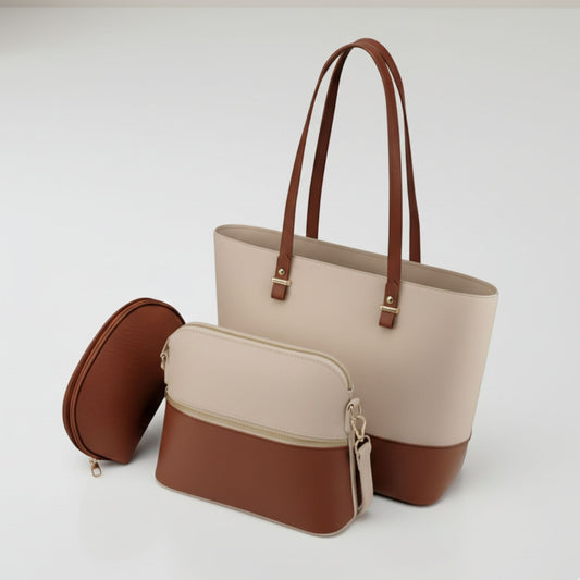 Bella Set of 3 Bags (Mocha & Nude)