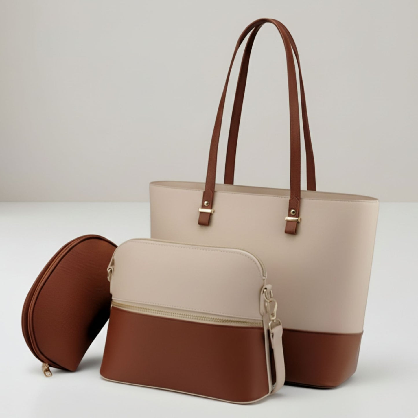 Bella Set of 3 Bags (Mocha & Nude)