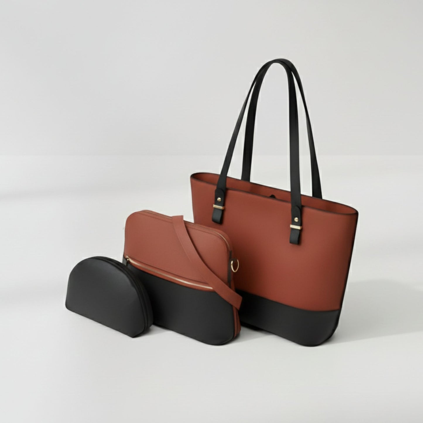 Bella Set of 3 Bags (Black & Mahogany)